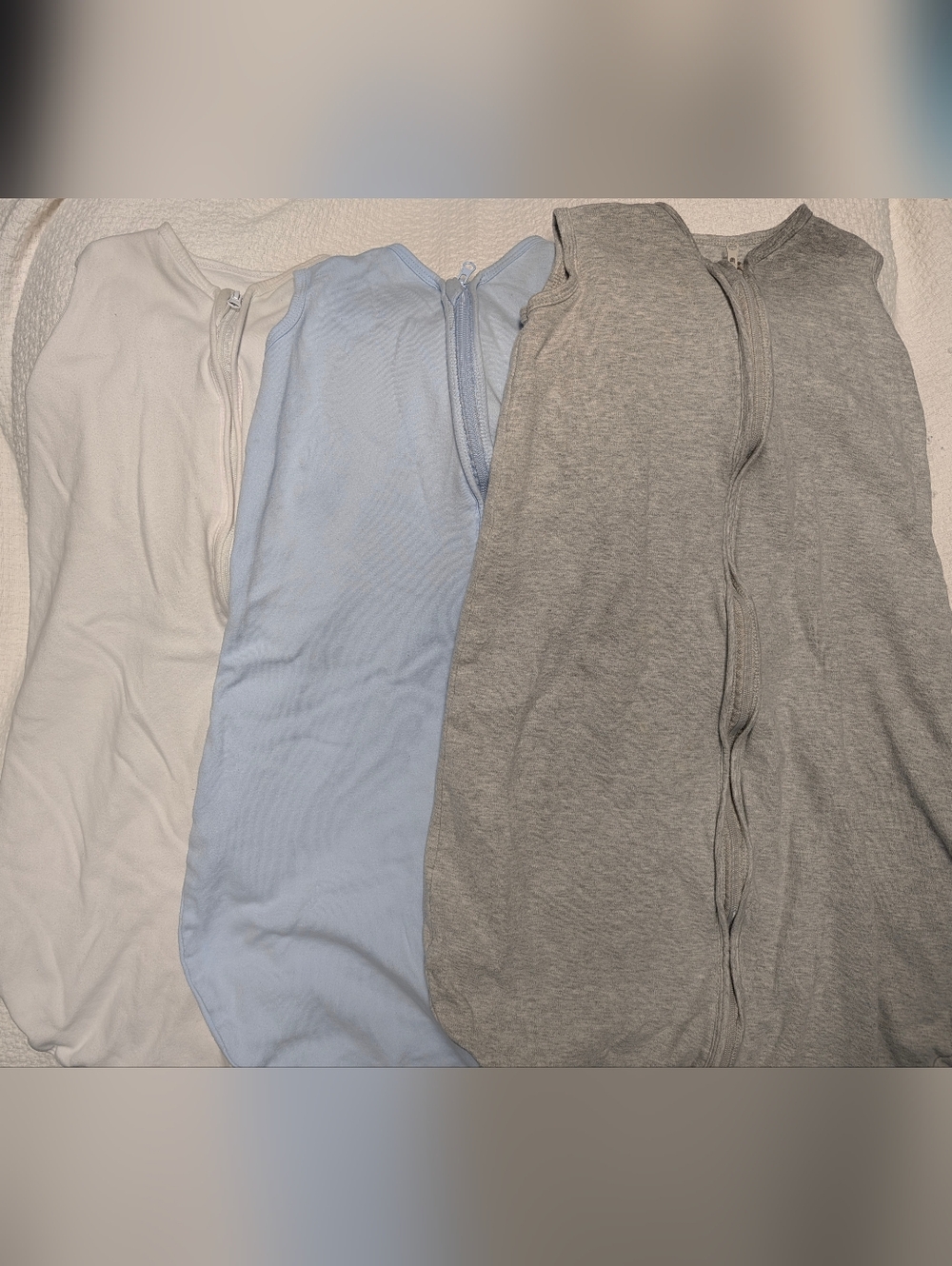 Baby Sleep Sack Set - White, Light Blue, Gray